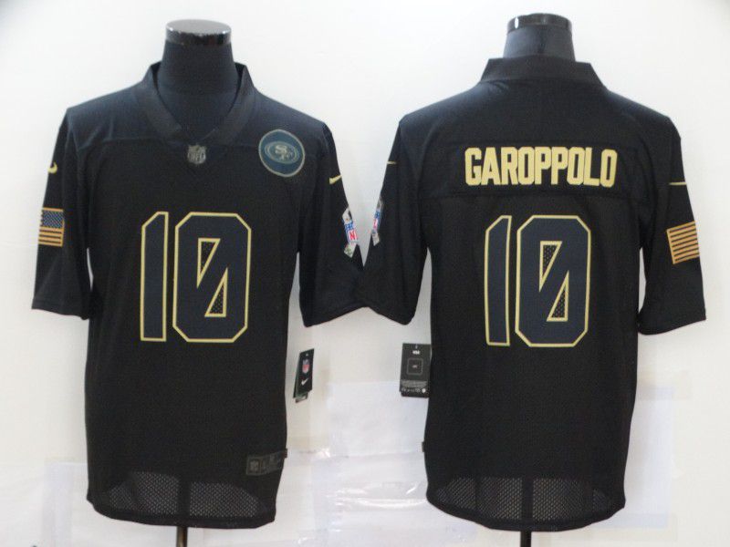 Men San Francisco 49ers #10 Garoppolo Black gold lettering 2020 Nike NFL Jersey->women nfl jersey->Women Jersey